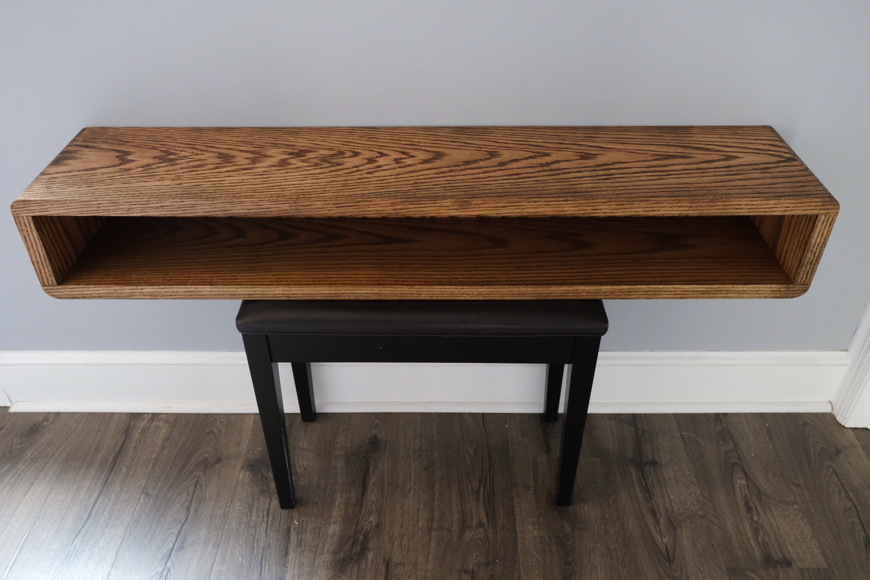 Stained Oak Floating Console Table