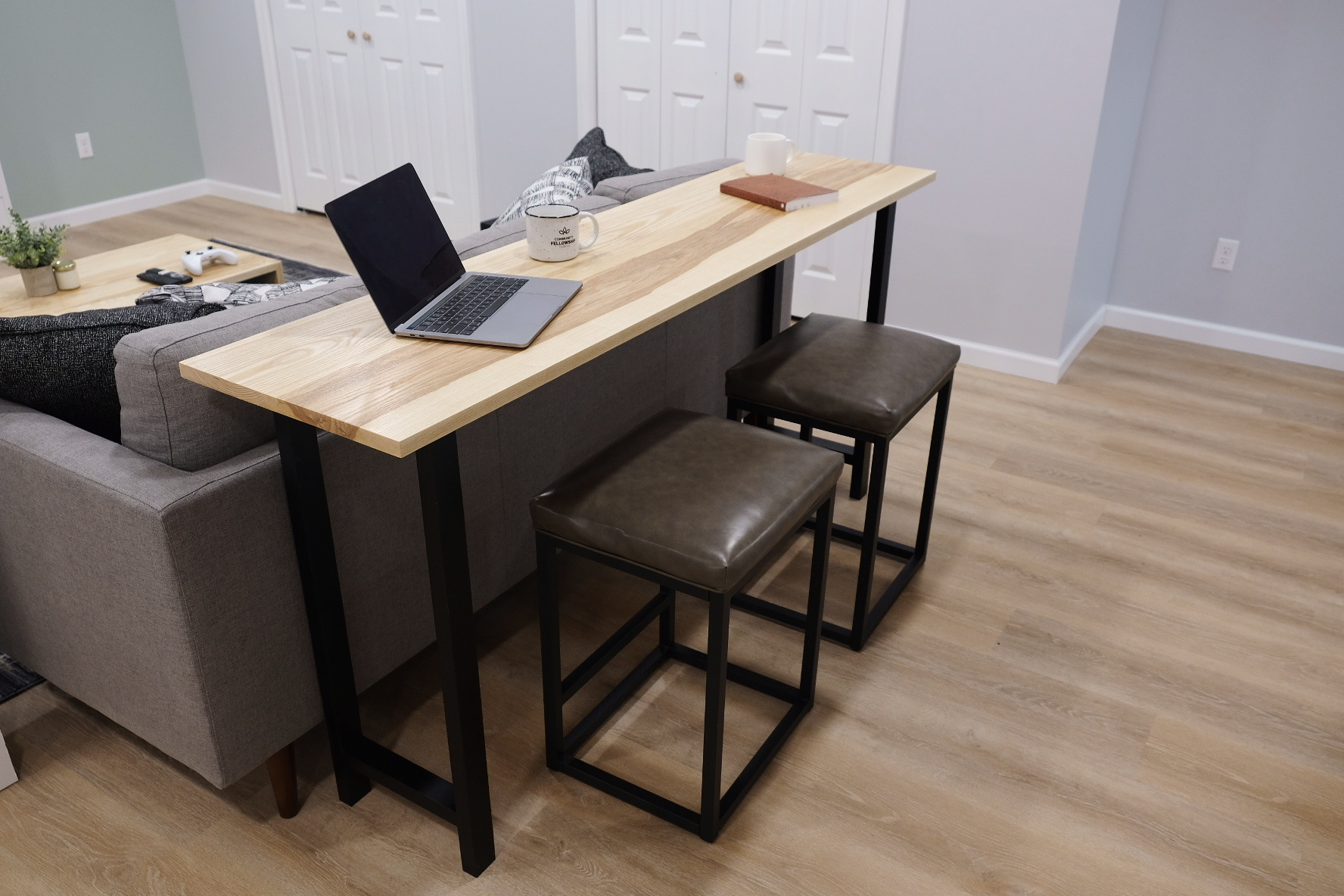 Side View of a Sofa Table In Use